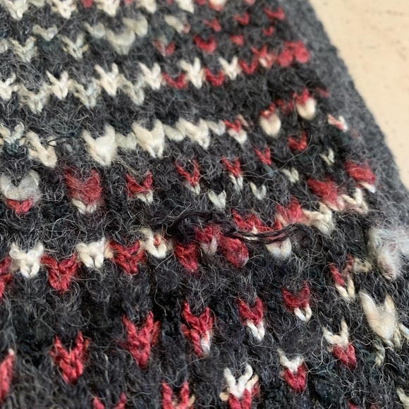Vintage Ms. Sheryl Fair Isle Sweater L | Gray Red White Knit Pullover Chunky 80s - Picture 7 of 7